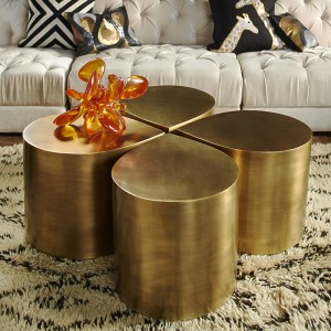 petal design esthetic luxury coffee table set  4 gold side tables for living room modern