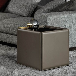 italian minimalist design center end table low height modern marble top square leather coffee table for living room