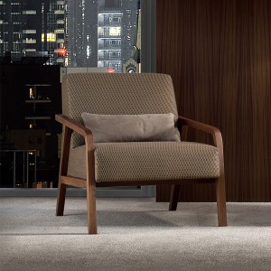 Modern Furniture Design  Living Room Single Seat Sofa bentwood Leather Chaise Lounge Chair  with ottoman