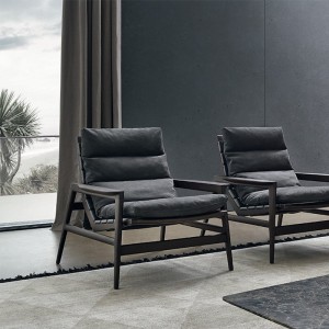 Factory price wholesale french modern hotel black leather accent chairs living room furniture