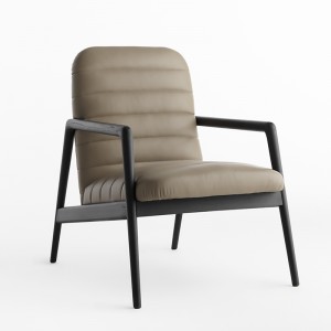 Italian Minimalist Design wood lounge chair single sofa leather arm chairs living room
