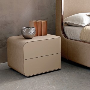 brown leather nightstand mini small modern luxury round bedside table narrow