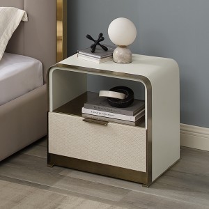 high quality bedroom nightstand Italian modern design luxury leather bedside table