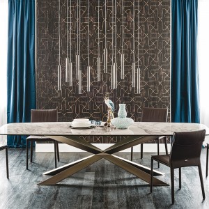 italian designs metal legs long  modern rectangular sintered stone dining table 10 seater