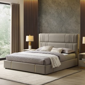 Italian hotel modern leather bed 1.8 m double luxury bed king size bedroom furniture