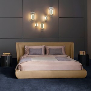 Modern queen size bed sofa bed Upholstery leather bed room furniture