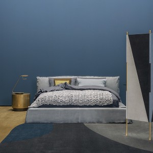 Italian minimalist designer high end master king size bed modern queen double bed leather bed